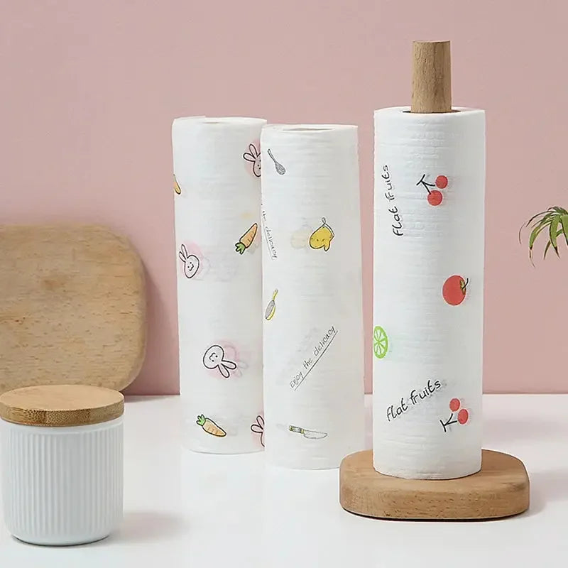 Kitchen Paper Reusable Printed Kitchen Towels Papers Multi Purpose Durable Hand Towel Non-stick Oil Absorbing Paper Roll Kitchen Tissue Kitchen Accessories - Confia - reusablefoodstoragebags confia