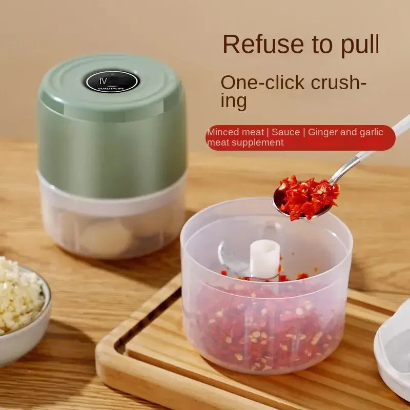 Electric Meat Chopper - Portable Food Processor with Stainless Steel Blades, USB Rechargeable Mini Chopper for Meat, Vegetables, and Garlic - Confia