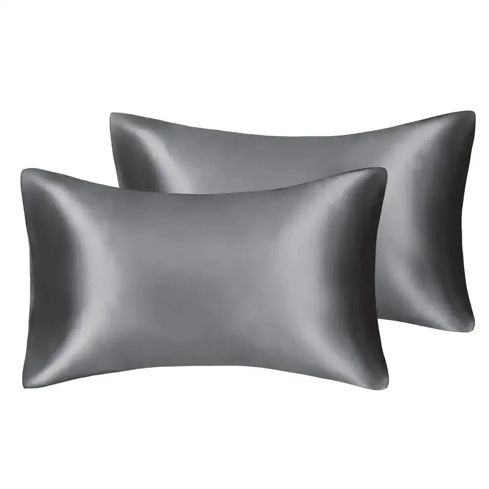 2pcs/lot Solid Silky Satin Skin Care Pillowcases Hair Anti Pillow Case Queen Size Envelope Pillow Covers for Home Hotel Travel - Confia - reusablefoodstoragebags confia