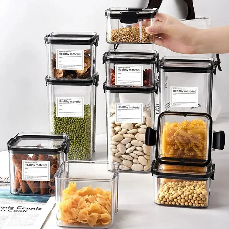 Transparent Food Storage Containers Kitchen Storage Airtight Cans Plastic Storage Boxes - Confia - reusablefoodstoragebags confia