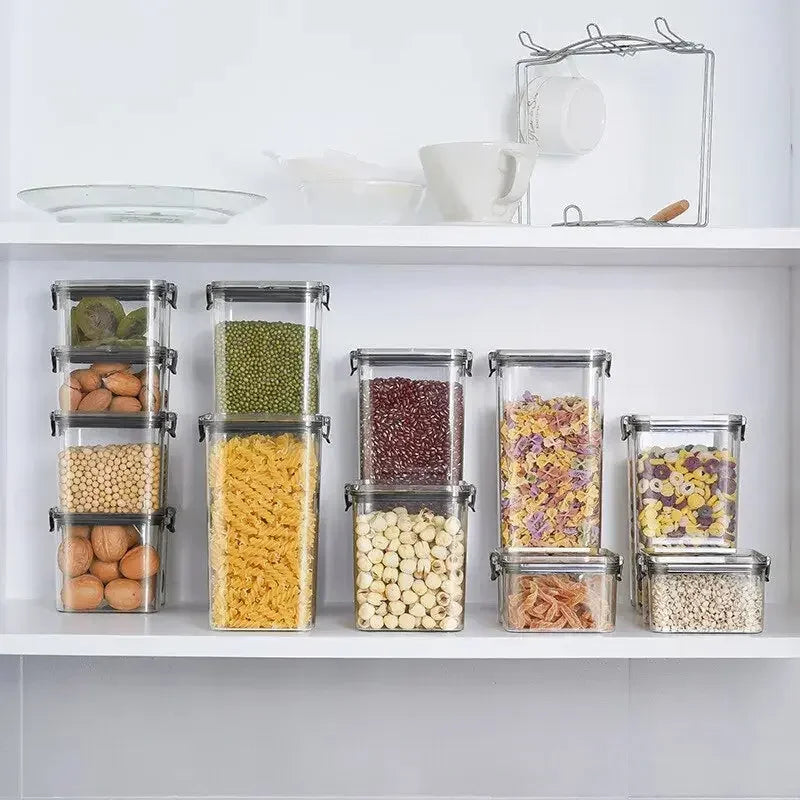Transparent Food Storage Containers Kitchen Storage Airtight Cans Plastic Storage Boxes - Confia - reusablefoodstoragebags confia