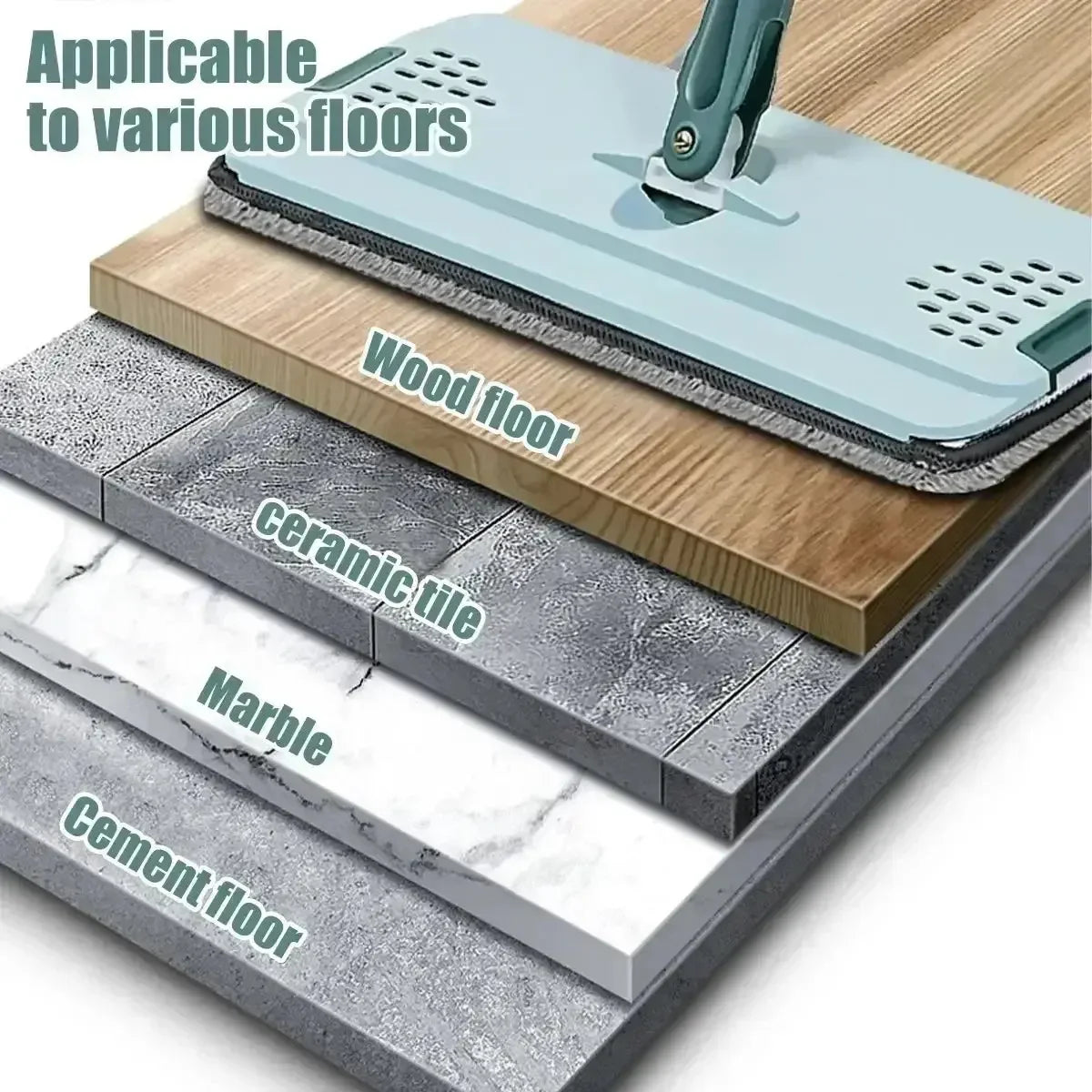360 flexible Mop Heavy Quality Floor Mop with Bucket, Flexible Kitchen tap Flat Squeeze Cleaning Supplies 360 Flexible Mop Head/2 Reusable Pads Clean Home Floor Cleaners - Confia - reusablefoodstoragebags confia