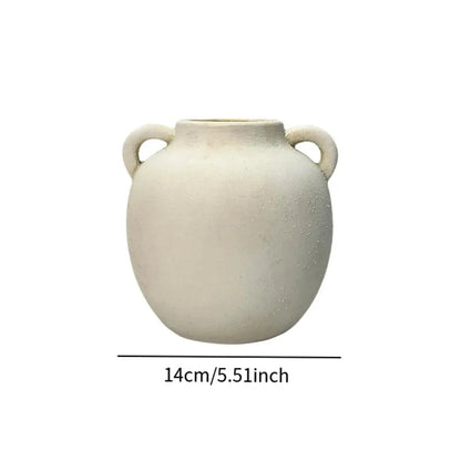 Ceramic Vase Retro Wabi Sabi Pottery Handmade Distressed Flower Vase Plant Container for Entryway Dining Room Bookshelf Rustic - Confia