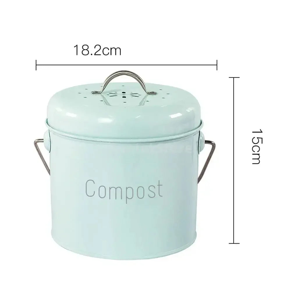 Small Indoor Kitchen Compost Bin | Odorless Composting Bin with Carbon Filters | Countertop Compost Bucket with Lid | Metal Kitchen Composter with Plastic Bucket Liner for Food & Waste Recycling - Confia - reusablefoodstoragebags confia