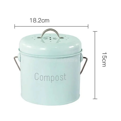 Small Indoor Kitchen Compost Bin | Odorless Composting Bin with Carbon Filters | Countertop Compost Bucket with Lid | Metal Kitchen Composter with Plastic Bucket Liner for Food & Waste Recycling - Confia - reusablefoodstoragebags confia