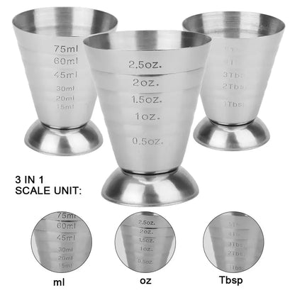 Stainless Steel Cocktail Jigger 75ml/2.5oz Bar Jigger Bell Jigger Measuring Liquor Shot Cup Drink Mixer Measurer - Confia