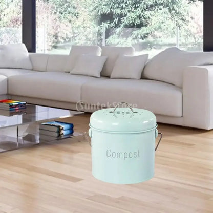 Small Indoor Kitchen Compost Bin | Odorless Composting Bin with Carbon Filters | Countertop Compost Bucket with Lid | Metal Kitchen Composter with Plastic Bucket Liner for Food & Waste Recycling - Confia - reusablefoodstoragebags confia