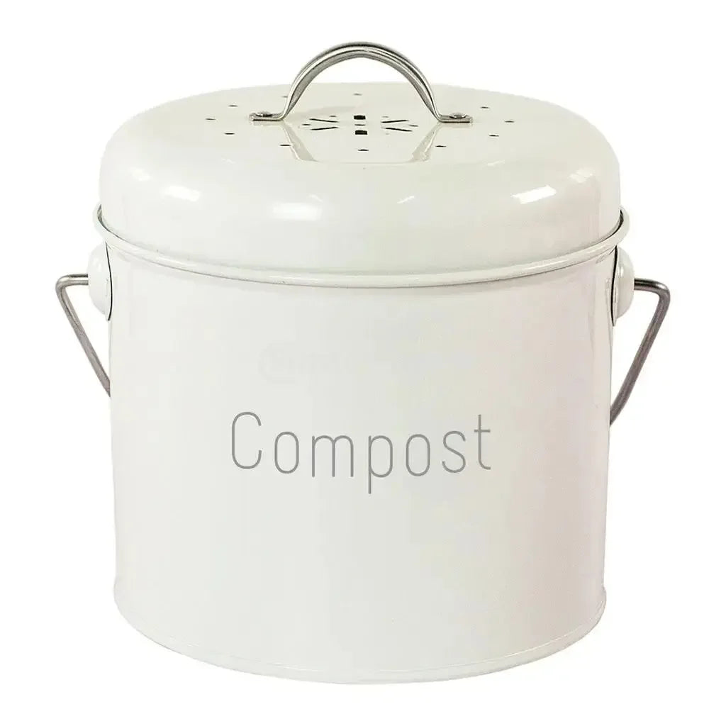 Small Indoor Kitchen Compost Bin | Odorless Composting Bin with Carbon Filters | Countertop Compost Bucket with Lid | Metal Kitchen Composter with Plastic Bucket Liner for Food & Waste Recycling - Confia - reusablefoodstoragebags confia