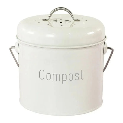 Small Indoor Kitchen Compost Bin | Odorless Composting Bin with Carbon Filters | Countertop Compost Bucket with Lid | Metal Kitchen Composter with Plastic Bucket Liner for Food & Waste Recycling - Confia - reusablefoodstoragebags confia