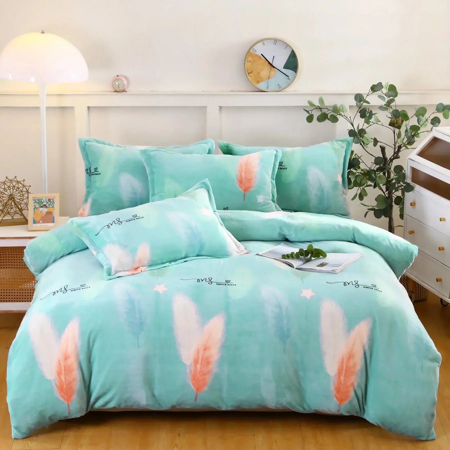 Winter Duvet Cover Thick Fleece Warm Flannel Coral Double Sided Velvet Bedding - Confia - reusablefoodstoragebags confia