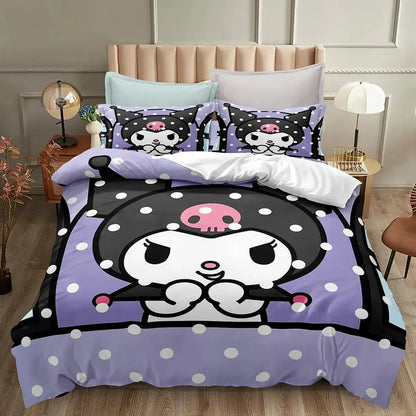 Cute Kuromi Comforter Bedding Sets Quilt Bed Cover Duvet Cover Pillow Case 2-3 Pieces Sets Kids Bedroom Decor - Confia - reusablefoodstoragebags confia