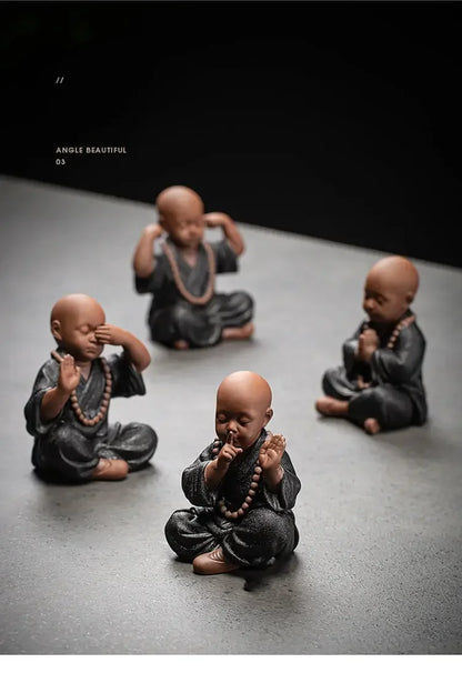 Ceramics Four Small Monk Statue Ceramic crafts Chinese characteristic decoration luxurious Home, Study, office accessories - Confia