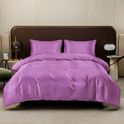 Satin Surface Duvet Cover Colored Bedding Set Queen Size Quilt Cover High Quality Skin-Friendly Fabric Bedding No Sheet - Confia - reusablefoodstoragebags confia