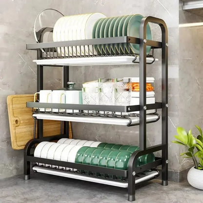 Simple Trending Dish Rack for Kitchen Counter, large Capacity Dish Rack with Utensil Holder, Cutting Board Holder, Drain Board Tray for Kitchen Counter Storage - Confia - reusablefoodstoragebags confia