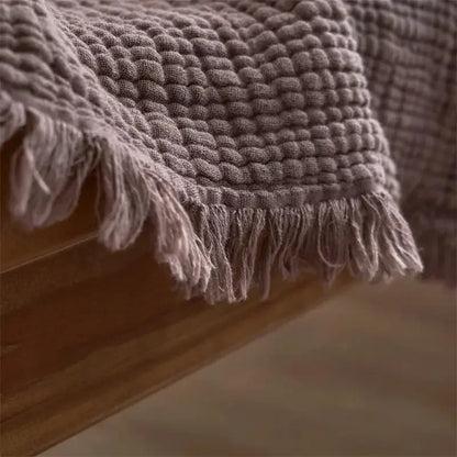 Maillard Cotton Blankets Four Layers Of Gauze Sofa Cover Blanket With Tassel AB Side - Confia - reusablefoodstoragebags confia