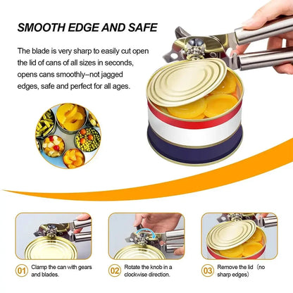 Multipurpose Manual Can Opener and Bottle Opener, Tin Cutter with Smooth Edge Comfortable & Anti Slip Hand Grip - Confia