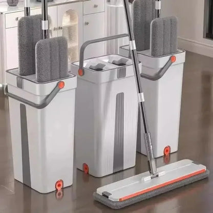 360 flexible Mop Heavy Quality Floor Mop with Bucket, Flexible Kitchen tap Flat Squeeze Cleaning Supplies 360 Flexible Mop Head/2 Reusable Pads Clean Home Floor Cleaners - Confia - reusablefoodstoragebags confia
