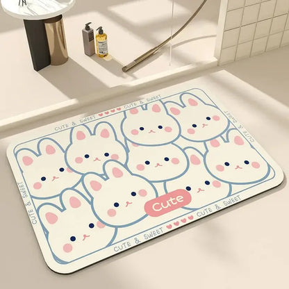 Bath Mats Cute Cat Dog Diatom Ooze Kitchen Accessories Prayer Mat Diatomaceous Earth Mat Non-Slip Super Absorbent Quick Drying Bathroom Mat Natural, Easy to Clean - Confia - reusablefoodstoragebags confia