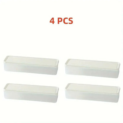 4 Pcs Long Rectangular Food Storage Containers, Plastic Reusable Refrigerator Organizer Boxes Kitchen Accessories - Confia - reusablefoodstoragebags confia