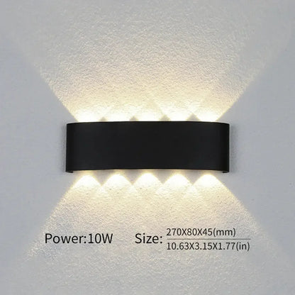 16 Watts Wall Lights 8 Ray Oval Up-Down LED Outdoor Waterproof IP65 Exterior Wall Step Light Fixture Waterproof Lamp (Warm White, Black Body) 16 Watts (8 Way) - Confia