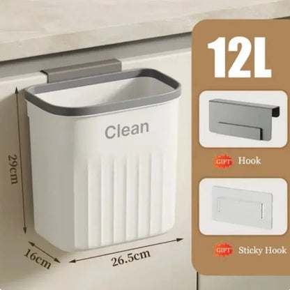 Hanging Trash Can with Lid Wall Mounted Hanging Garbage Can for Cabinet Under Sink Waste Garbage Compost Bin 8.5/12L - Confia - reusablefoodstoragebags confia