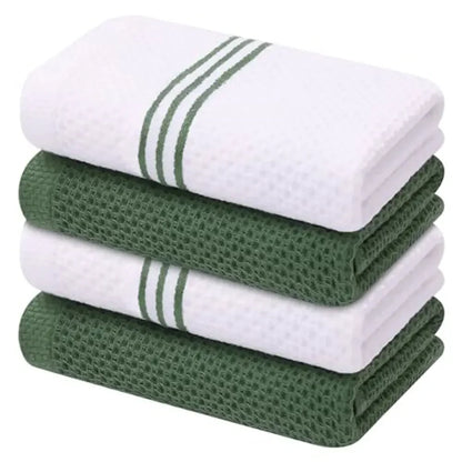 Kitinjoy 4/6pcs Cotton Towel For Kitchen Waffle Weave Stripe Kitchen Towel Absorbent Dishcloth Soft Drying Home Cleaning Cloths - Confia - reusablefoodstoragebags confia