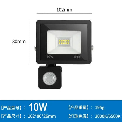 LED Floodlights 100W 50W 30W 20W 10W PIR Motion Sensor IP66 Waterproof LED 220V Hanging Exterior Outdoor Wall Lamp Spotlight - Confia