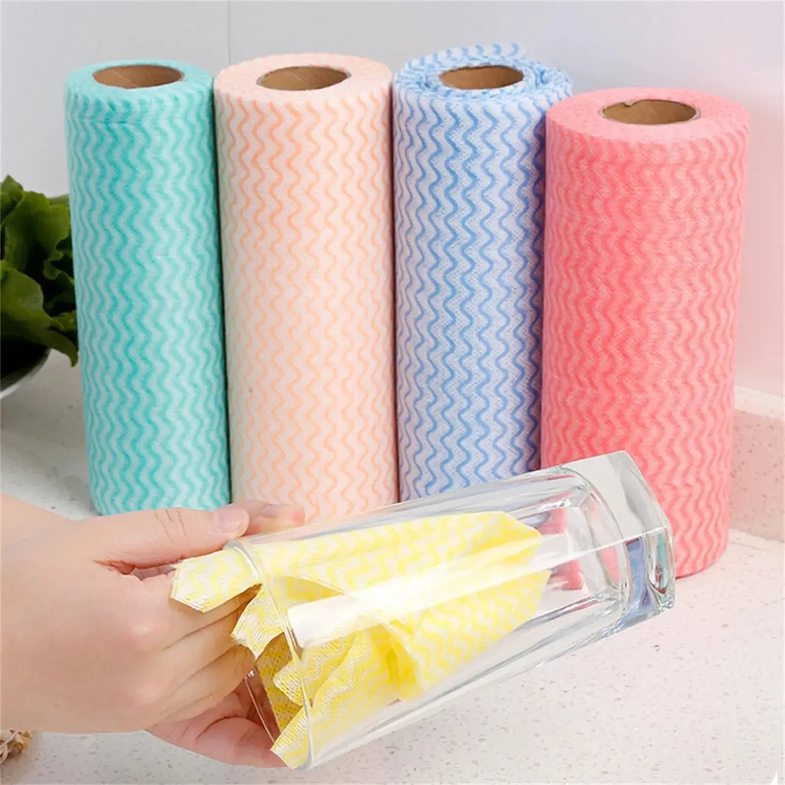 Kitchen Cleaning Rolls Wiping Cloths Reusable Cleaning Cloths Microfiber Towel Rolls 1 Rolls of 50 Sheets - Confia - reusablefoodstoragebags confia
