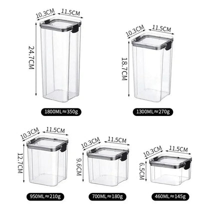 Transparent Food Storage Containers Kitchen Storage Airtight Cans Plastic Storage Boxes - Confia - reusablefoodstoragebags confia