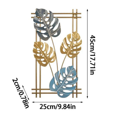 Nordic Metal Wrought Iron Leaf Wall Hanging Ornament Plant Ginkgo Palm Maple Leaves Wall Pendant Living Room Bedroom Home Decor - Confia