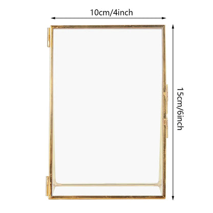 Decorative Glass Photo Frame with Gold Metal Stand, Table Brass double Glass Photo Frame for Dried, pressed Flowers, Floating Frame for Gifting 5x7 inches Tabletop, decorative - Confia
