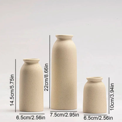 Ceramic Vase,Small Vases for Decor, Set 3 Modern Boho Vases for Flower Pampas, Fit for Living Room Desk Shelf Decor - Confia