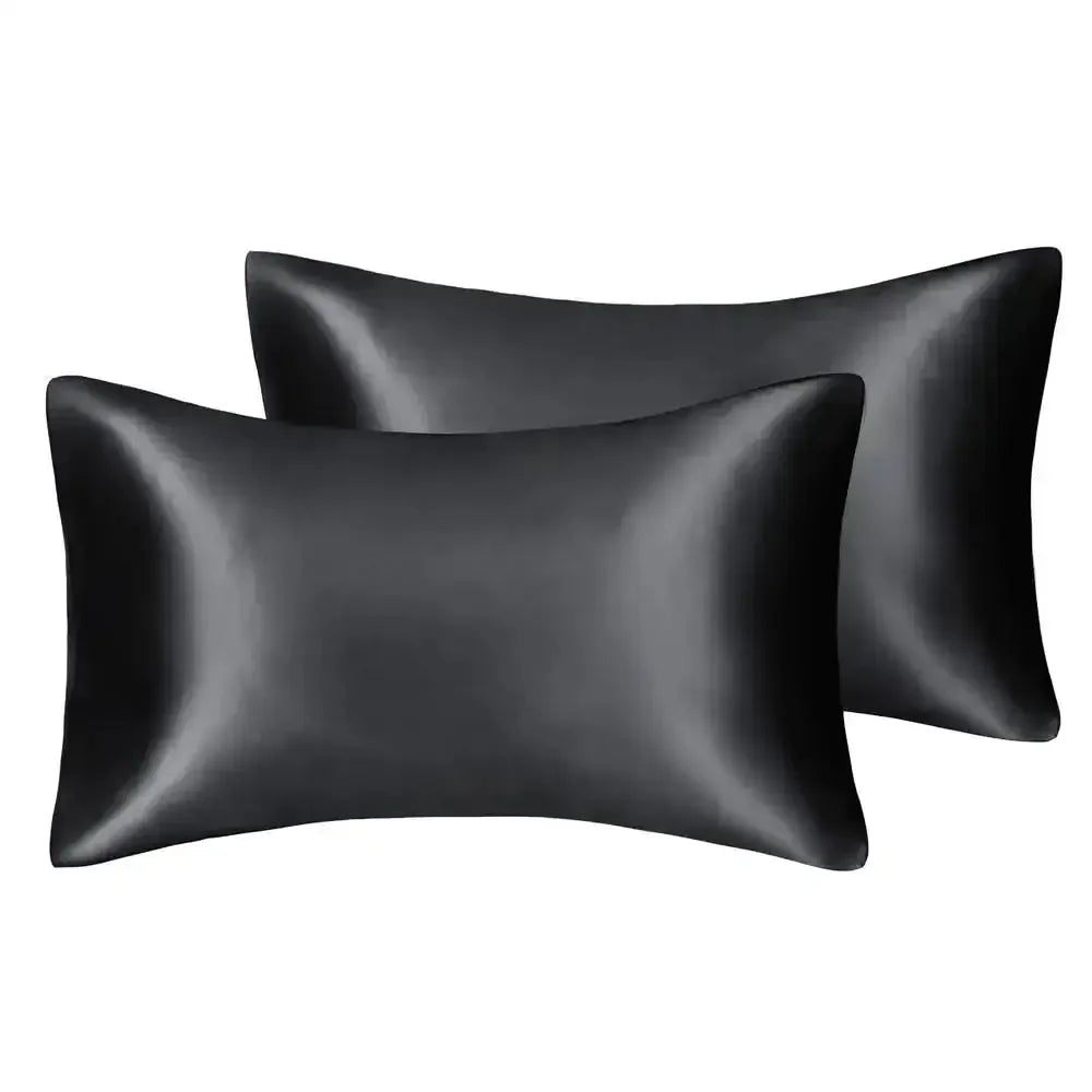 2pcs/lot Solid Silky Satin Skin Care Pillowcases Hair Anti Pillow Case Queen Size Envelope Pillow Covers for Home Hotel Travel - Confia - reusablefoodstoragebags confia