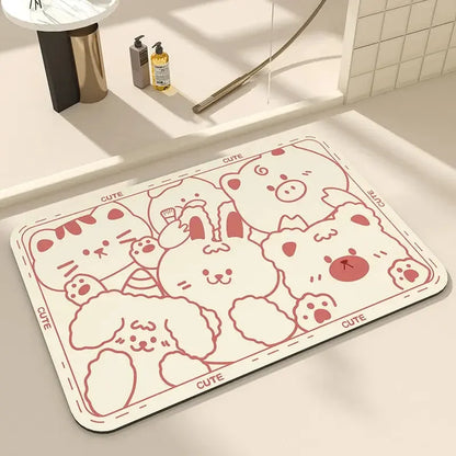 Bath Mats Cute Cat Dog Diatom Ooze Kitchen Accessories Prayer Mat Diatomaceous Earth Mat Non-Slip Super Absorbent Quick Drying Bathroom Mat Natural, Easy to Clean - Confia - reusablefoodstoragebags confia