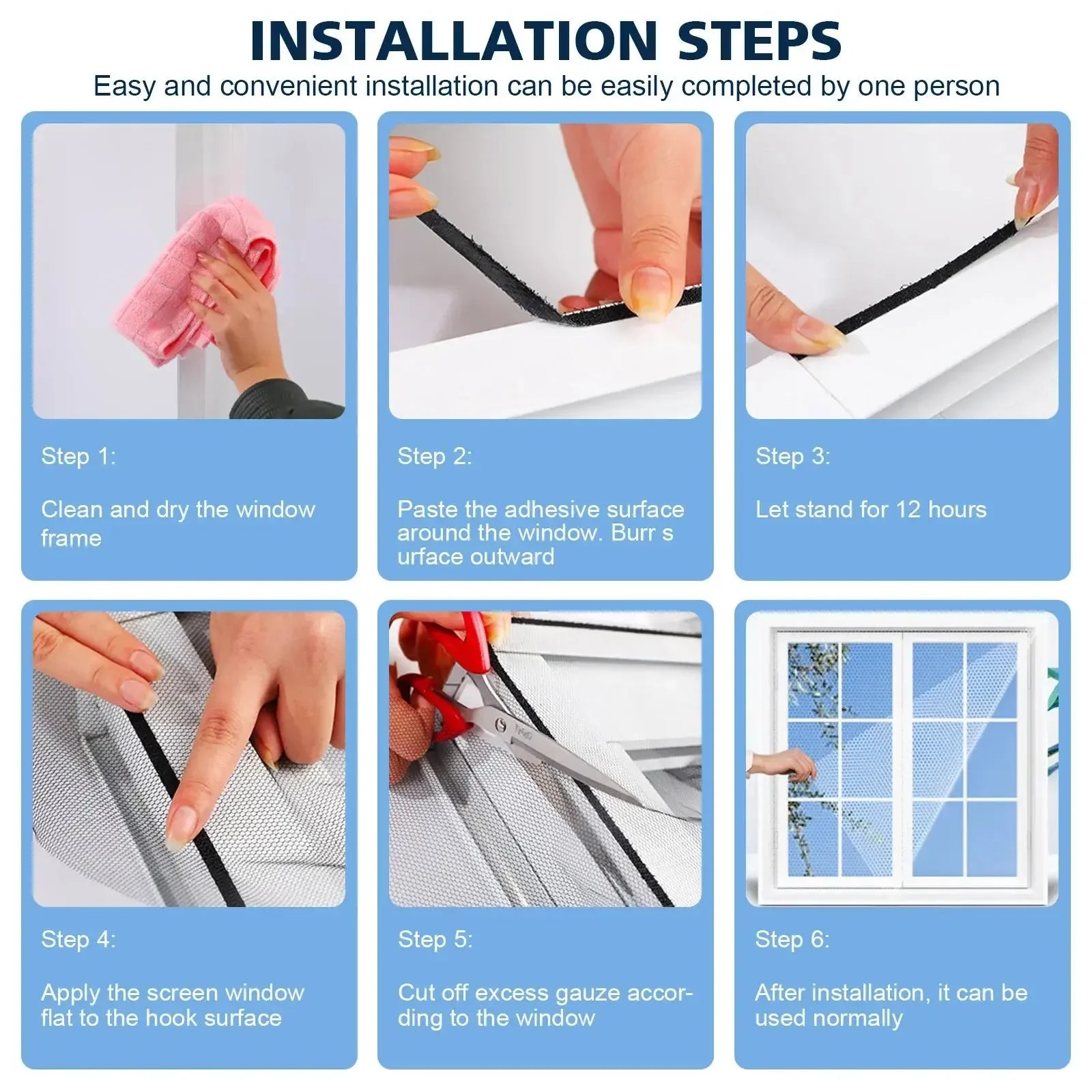 Anti Fly Mosquito Net DIY Self-Adhesive Fly Mosquito Window Net Easy Install Polyester Mesh Insect Screen for Windows & Doors, Strong Adhesive Velcro, Washable & Reusable Bug Screen - Confia - reusablefoodstoragebags confia