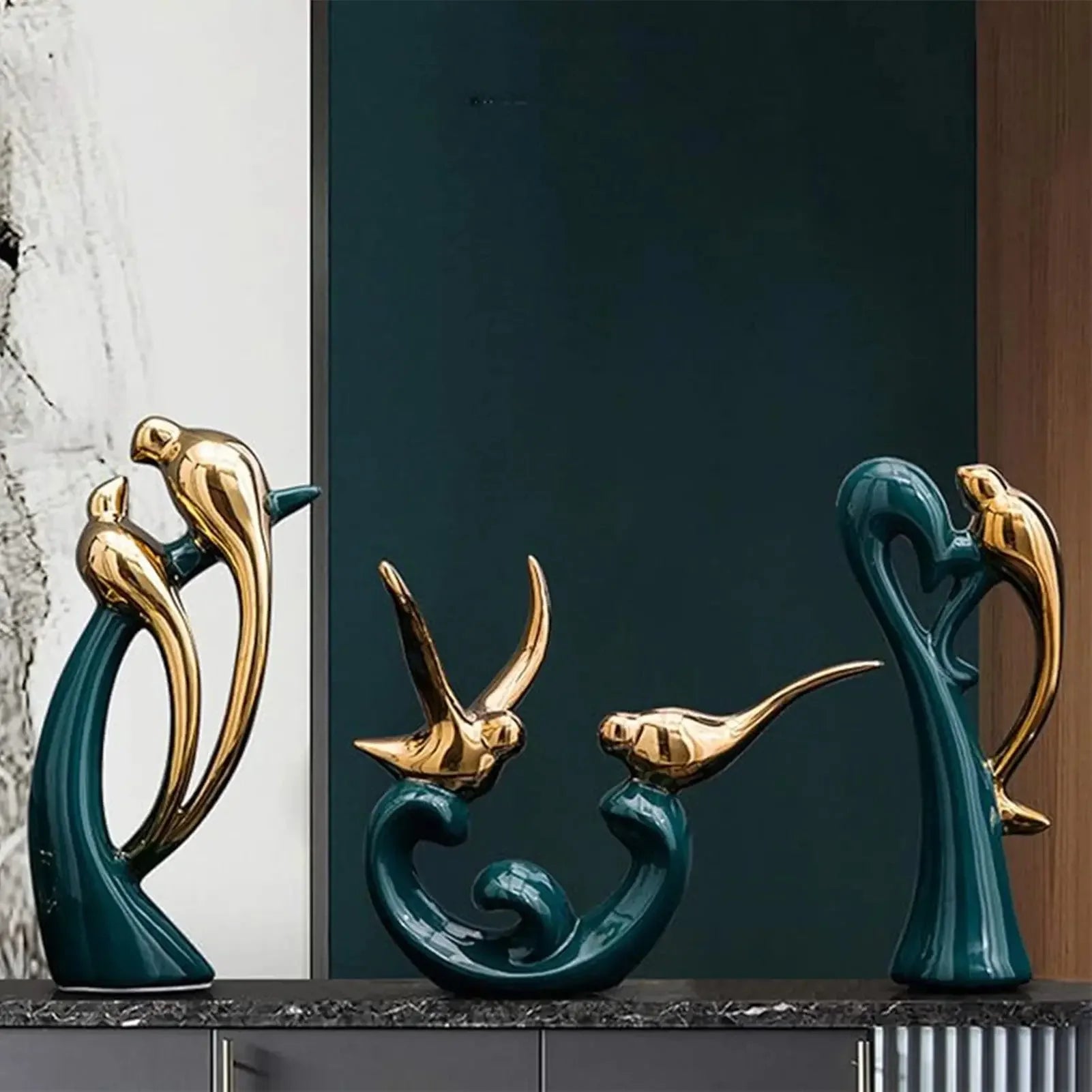 Ceramic Animal Golden Statue Art Sculpture Ceramic Statue for Home Living Room Office Decor B88 - Confia