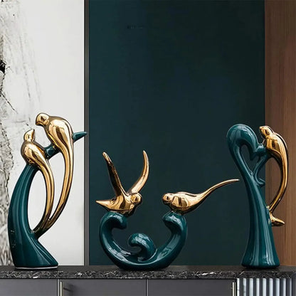 Ceramic Animal Golden Statue Art Sculpture Ceramic Statue for Home Living Room Office Decor B88 - Confia