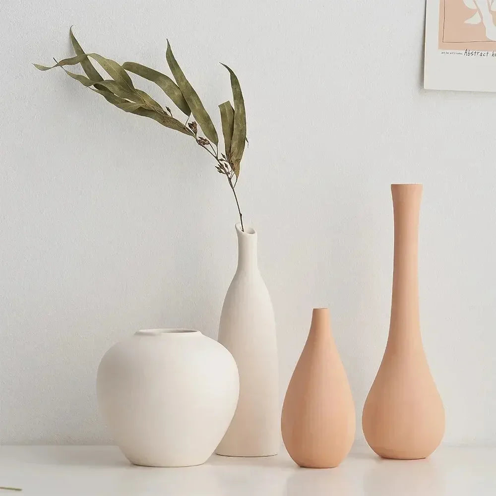 Plain Ceramic Vase Arrangement Creative and Minimalist Nordic Ins Style Decoration Pottery Props for Home Photography Plain Vase - Confia