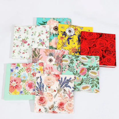 Flower Paper Napkins | Table Decorations | Art Decoupage Napkin | Disposable Birthday Party Serviettes - Confia - reusablefoodstoragebags confia