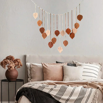 Boho Home Decoration, Macrame Tapestry Macrame Leaf Feather Wall Hanging Decor for Living Room Bedroom, Boho Wall Art Home Decor - Confia
