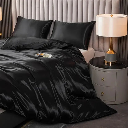 Satin Surface Duvet Cover Colored Bedding Set Queen Size Quilt Cover High Quality Skin-Friendly Fabric Bedding No Sheet - Confia - reusablefoodstoragebags confia