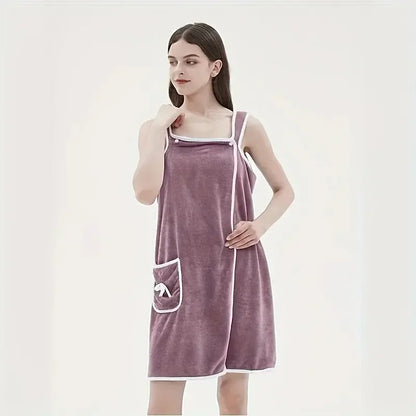 Microfiber Bathing Wearable Magic Towel Bath Towel Beach and Spa Bathrobe Bathroom Towel Dress with Straps for Girls & Women Absorb Water | Washable Bathrobe - Confia - reusablefoodstoragebags confia