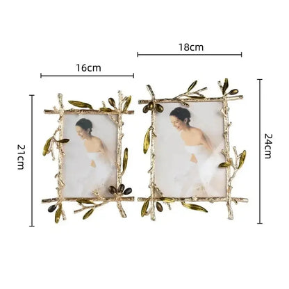 Metal Picture Frame Golden Olive Olive Branch Border Photo Frame Photo Display Background Wall Decoration Accessories - Confia