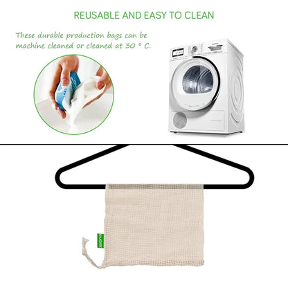 Reusable Cotton Mesh Produce Bags for Vegetable Fruit Food Kitchen Washable Grid Storage Bag Eco String bag Kitchen Organizer Confia