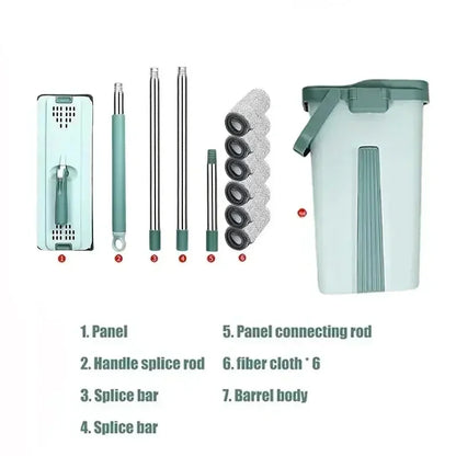 360 flexible Mop Heavy Quality Floor Mop with Bucket, Flexible Kitchen tap Flat Squeeze Cleaning Supplies 360 Flexible Mop Head/2 Reusable Pads Clean Home Floor Cleaners - Confia - reusablefoodstoragebags confia