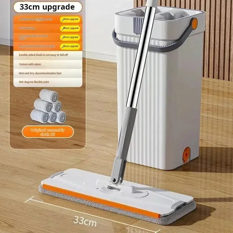 360 flexible Mop Heavy Quality Floor Mop with Bucket, Flexible Kitchen tap Flat Squeeze Cleaning Supplies 360 Flexible Mop Head/2 Reusable Pads Clean Home Floor Cleaners - Confia - reusablefoodstoragebags confia
