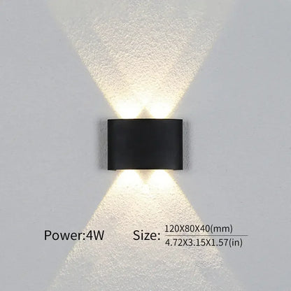 16 Watts Wall Lights 8 Ray Oval Up-Down LED Outdoor Waterproof IP65 Exterior Wall Step Light Fixture Waterproof Lamp (Warm White, Black Body) 16 Watts (8 Way) - Confia