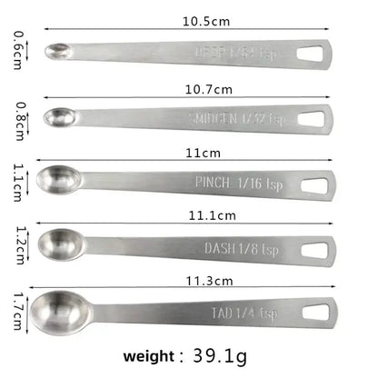 5 Stainless Steel Measuring Spoons Mini Spoons Home Kitchen Baking Cooking Seasoning Spoon Stainless Steel Mini Five Pieces - Confia