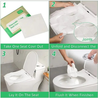 Disposable Toilet Seat Cover Portable Travel Camping Hotel Bathroom Toilet Mat Pads Degradable Soluble Water Toilet Covers Paper - Confia - reusablefoodstoragebags confia