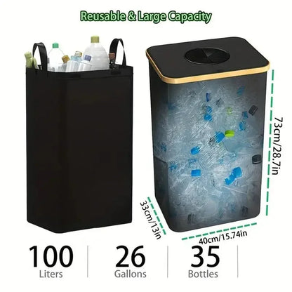 Kitchen Recycling Bin & Storage Bags, Kitchen Recycle Bin,100L Large Capacity Bottle Recycle Bin With Removable Tote Bags, - Confia - reusablefoodstoragebags confia